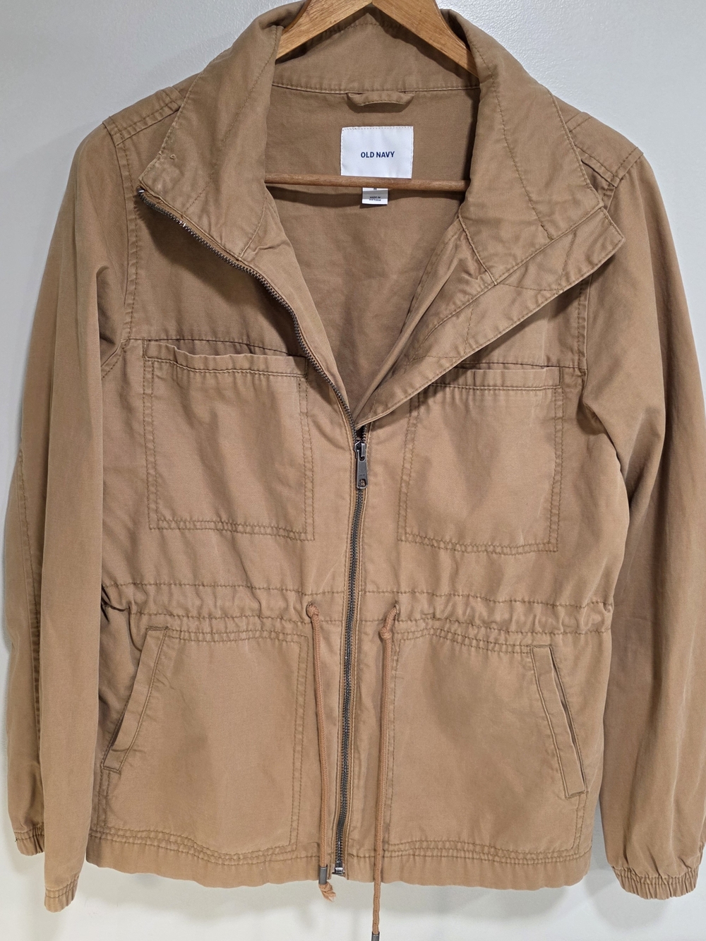 Old Navy Beige/Tan Zippered Utility Jacket